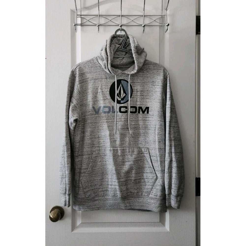 Volcom Men's Blaquedout Pullover Hooded Sweatshirt Pocket Gray Size M